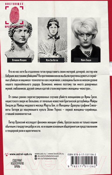 Изображение товара Книга АСТ Женщины – серийные убийцы / 9785171511562 (Вронский П.)