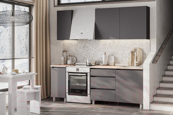 Изображение товара Кухонный гарнитур Mio Tesoro Денвер 1.6м (графит серый/дуб сонома)