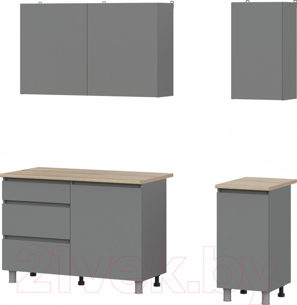 Изображение товара Кухонный гарнитур Mio Tesoro Денвер 1.6м (графит серый/дуб сонома)