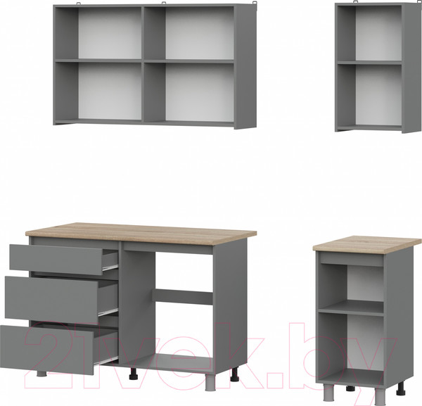 Изображение товара Кухонный гарнитур Mio Tesoro Денвер 1.6м (графит серый/дуб сонома)