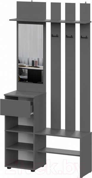 Изображение товара Секция в прихожую Mio Tesoro Денвер с зеркалом (графит серый)