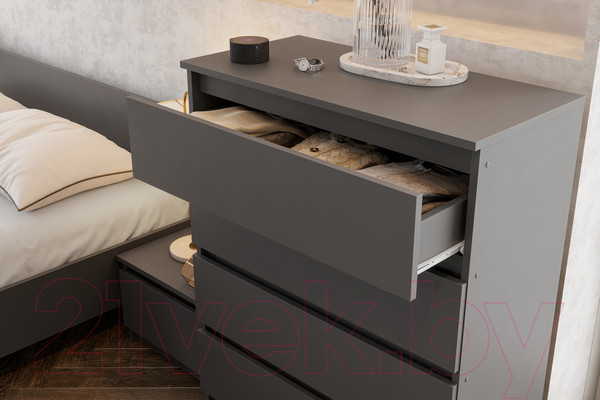 Изображение товара Комод Mio Tesoro Денвер 4 ящика (графит серый)