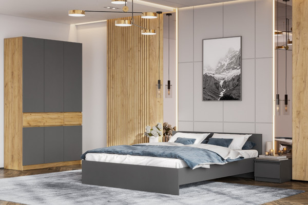 Изображение товара Двуспальная кровать Mio Tesoro Денвер 160x200 (графит серый)