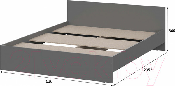 Изображение товара Двуспальная кровать Mio Tesoro Денвер 160x200 (графит серый)