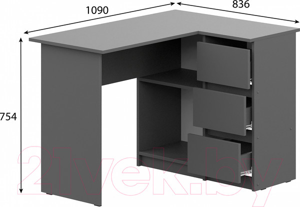 Изображение товара Письменный стол Mio Tesoro Денвер угловой (графит серый)