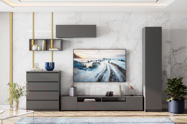 Изображение товара Шкаф навесной Mio Tesoro Денвер (графит серый)