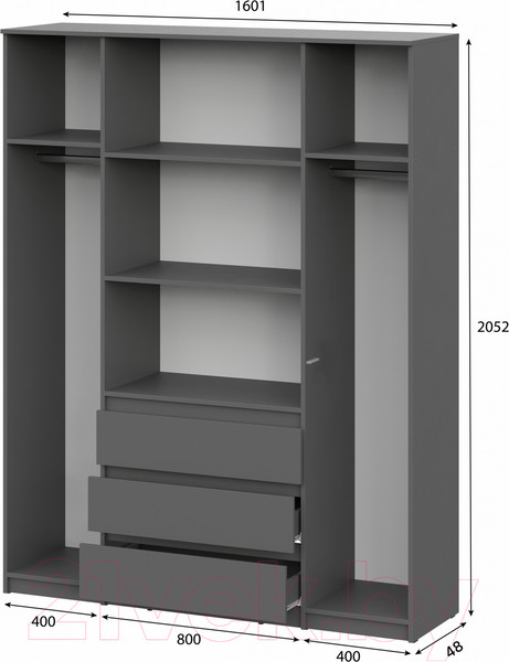 Изображение товара Шкаф Mio Tesoro Денвер четырехстворчатый (графит серый)