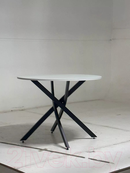 Изображение товара Обеденный стол M-City Дарио D100 / 464M05632 (белый стекло/черный)