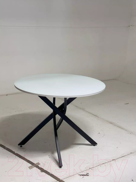 Изображение товара Обеденный стол M-City Дарио D100 / 464M05632 (белый стекло/черный)