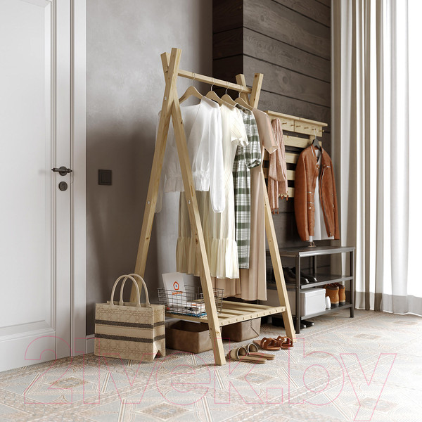 Изображение товара Стойка для одежды Домаклево Сосна/натуральный