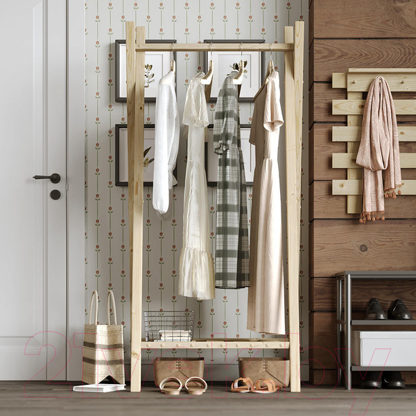 Изображение товара Стойка для одежды Домаклево Сосна/натуральный