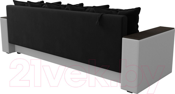 Изображение товара Диван Лига Диванов Дубай лайт полки справа / 114330 (микровельвет черный/экокожа белый)