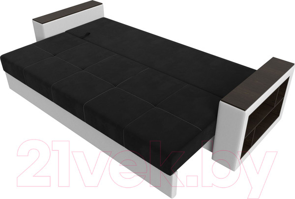 Изображение товара Диван Лига Диванов Дубай лайт полки справа / 114330 (микровельвет черный/экокожа белый)