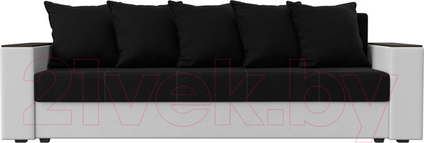 Изображение товара Диван Лига Диванов Дубай лайт полки справа / 114330 (микровельвет черный/экокожа белый)