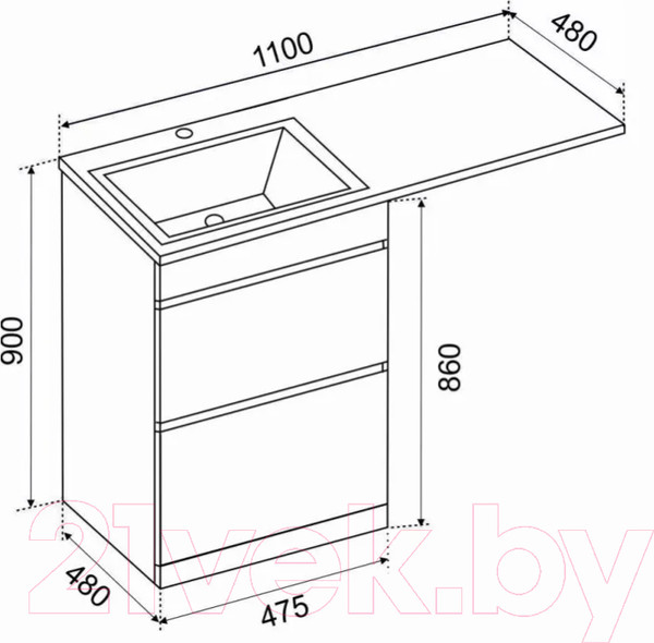 Изображение товара Тумба под умывальник Emmy Джерси 110