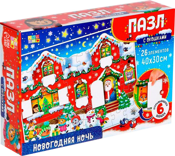 Изображение товара Развивающая игра Puzzle Time Новогодняя ночь. С окошками / 5046331