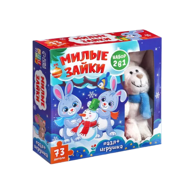 Изображение товара Пазл Puzzle Time Милые зайки. С игрушкой / 9690927