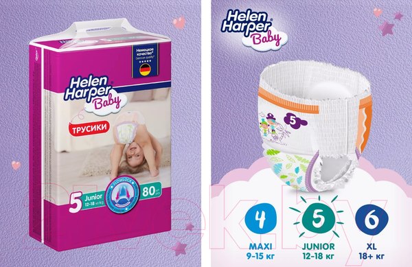 Изображение товара Подгузники-трусики детские Helen Harper Baby Junior  (80шт)