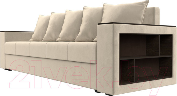 Изображение товара Диван Лига Диванов Дубай Лайт полки справа / 114346 (микровельвет бежевый)