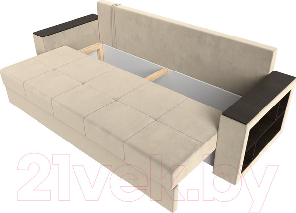 Изображение товара Диван Лига Диванов Дубай Лайт полки справа / 114346 (микровельвет бежевый)
