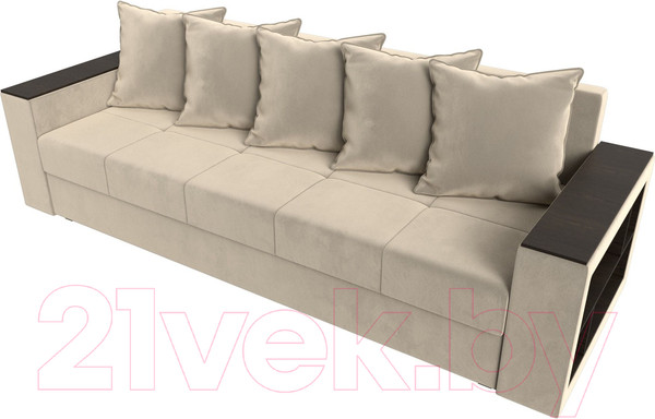 Изображение товара Диван Лига Диванов Дубай Лайт полки справа / 114346 (микровельвет бежевый)