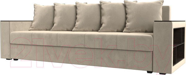 Изображение товара Диван Лига Диванов Дубай Лайт полки справа / 114346 (микровельвет бежевый)