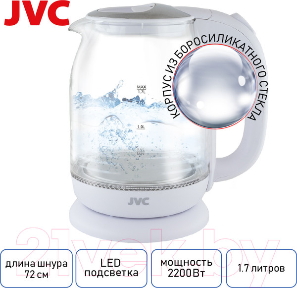 Изображение товара Электрочайник JVC JK-KE1510 (белый)