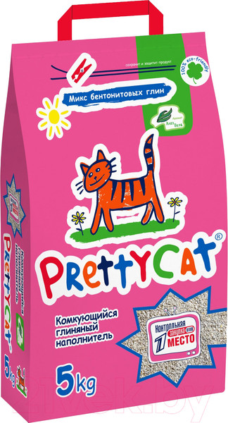 Изображение товара Наполнитель для туалета Prettycat Euro Mix комкующийся бентонитовый с ароматом алоэ / 621328 (5кг)
