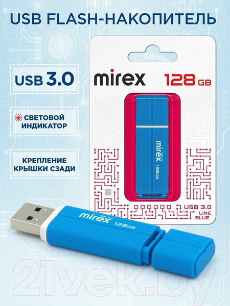 Изображение товара USB flash накопитель Mirex Line Blue 128GB (13600-FM3LB128)