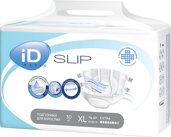 Изображение товара Подгузники для взрослых ID Slip Basic (XL, 30шт)