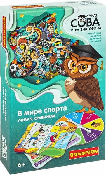 Изображение товара Настольная игра Bondibon Умная сова. Учимся, сравнивая. В мире спорта / ВВ6162