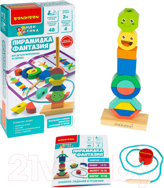 Изображение товара Игра-головоломка Bondibon Бондилогика Пирамидка Фантазия / ВВ6153
