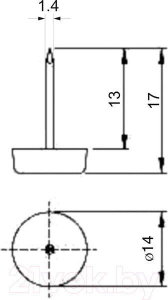 Изображение товара Подпятник для мебели AKS С гвоздем (100шт, черный)