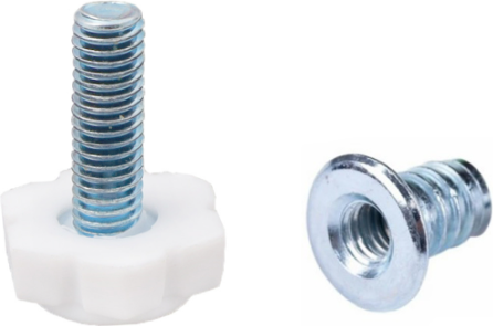 Изображение товара Подпятник для мебели AKS Регулятор уровня + муфта М6 вкручиваемая (100шт, белый)