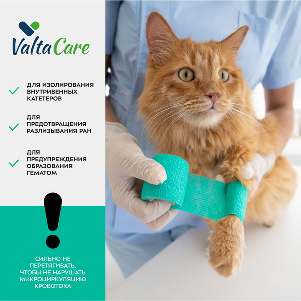 Изображение товара Бинт для животных Valta Care Premium самофикс. c горьким вкусом 5x450см / VLC176908 (зеленый)