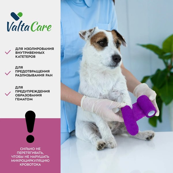 Изображение товара Бинт для животных Valta Care Premium самофикс. c горьким вкусом 7.5x450см / VLC176915 (фиолетовый)