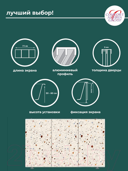 Изображение товара Экран для ванны Comfort Alumin Group Конфетти 3D 73x50 (торцевой)