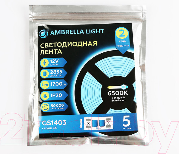 Изображение товара Светодиодная лента Ambrella 2835 240Led 17W 6500K / GS1403