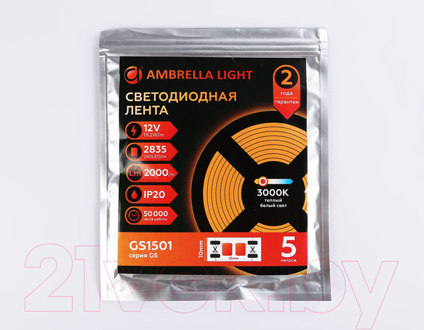 Изображение товара Светодиодная лента Ambrella 2835 240Led 19.2W 3000K / GS1501