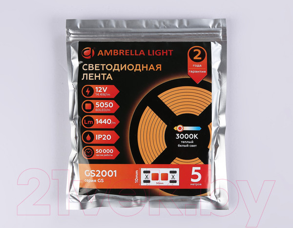 Изображение товара Светодиодная лента Ambrella 5050 60Led 14.14W 3000K / GS2001