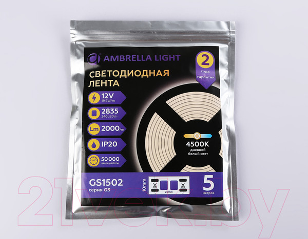 Изображение товара Светодиодная лента Ambrella 2835 240Led 19.2W 4500K / GS1502