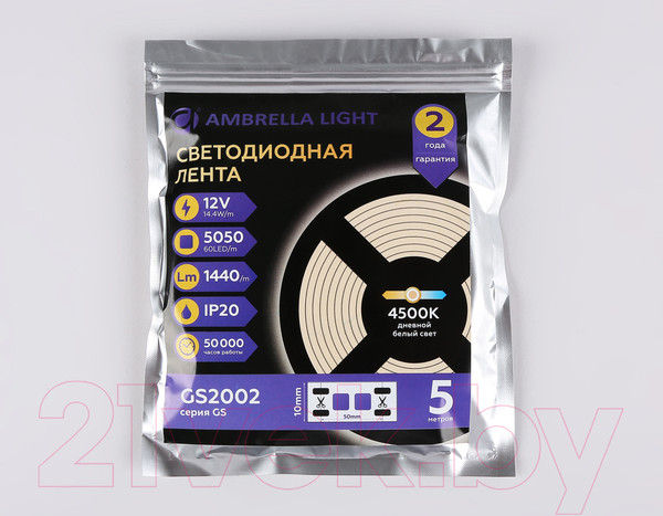 Изображение товара Светодиодная лента Ambrella 5050 60Led 14.4W 4500K / GS2002
