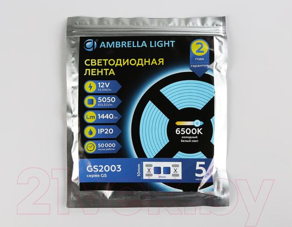 Изображение товара Светодиодная лента Ambrella 5050 60Led 14.4W 6500K / GS2003