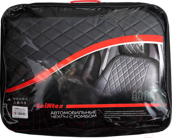 Изображение товара Комплект чехлов для сидений Seintex 88584 (черный, для Nissan Almera IV цельная 2013-н.в.)
