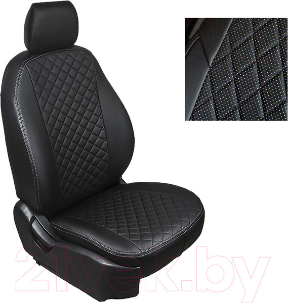 Изображение товара Комплект чехлов для сидений Seintex 88584 (черный, для Nissan Almera IV цельная 2013-н.в.)