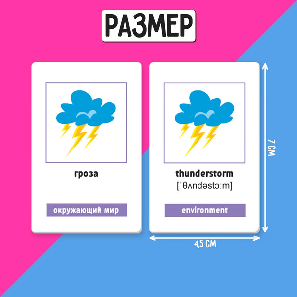 Изображение товара Развивающие карточки Zabiaka 300 первых слов на английском / 9257240, твердая обложка