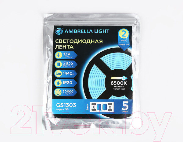 Изображение товара Светодиодная лента Ambrella 2835 180Led 14.4W 6500K / GS1303