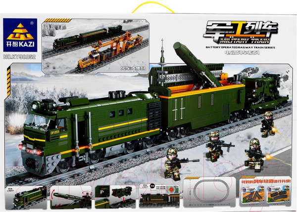 Изображение товара Конструктор электромеханический Kazi ЖД Военный Поезд 98252 / 9275065 (1174эл)