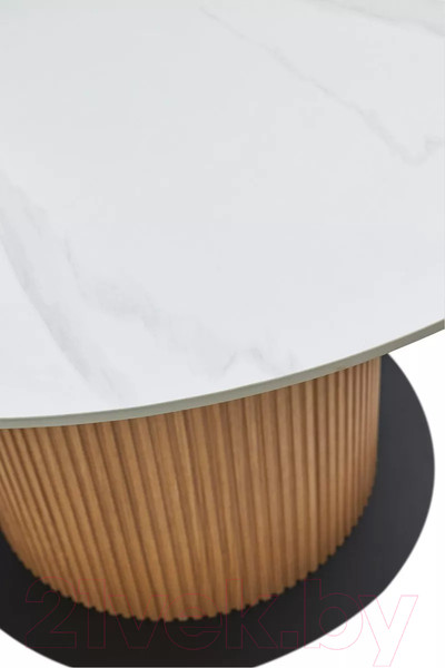 Изображение товара Обеденный стол M-City Mesa D120 / 630M05517 (белый мрамор M326/каркас дуб)