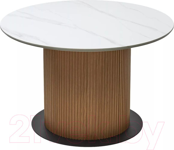 Изображение товара Обеденный стол M-City Mesa D120 / 630M05517 (белый мрамор M326/каркас дуб)